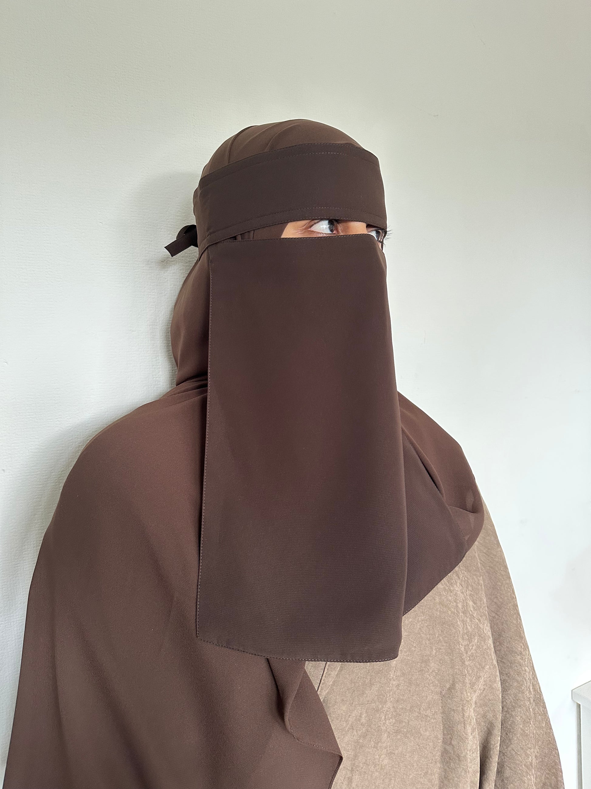 Two tone brown niqab with matching hijab