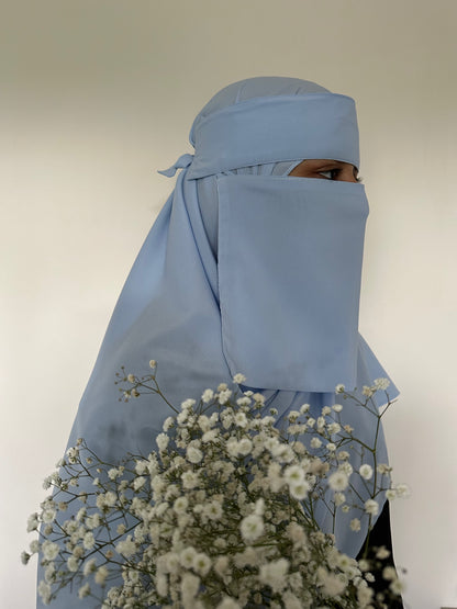 Pastel Blue Niqab with matching Hijab