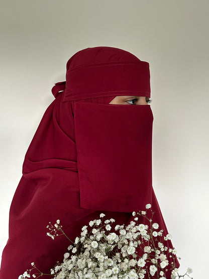 Ruby Red Niqab with matching Hijab